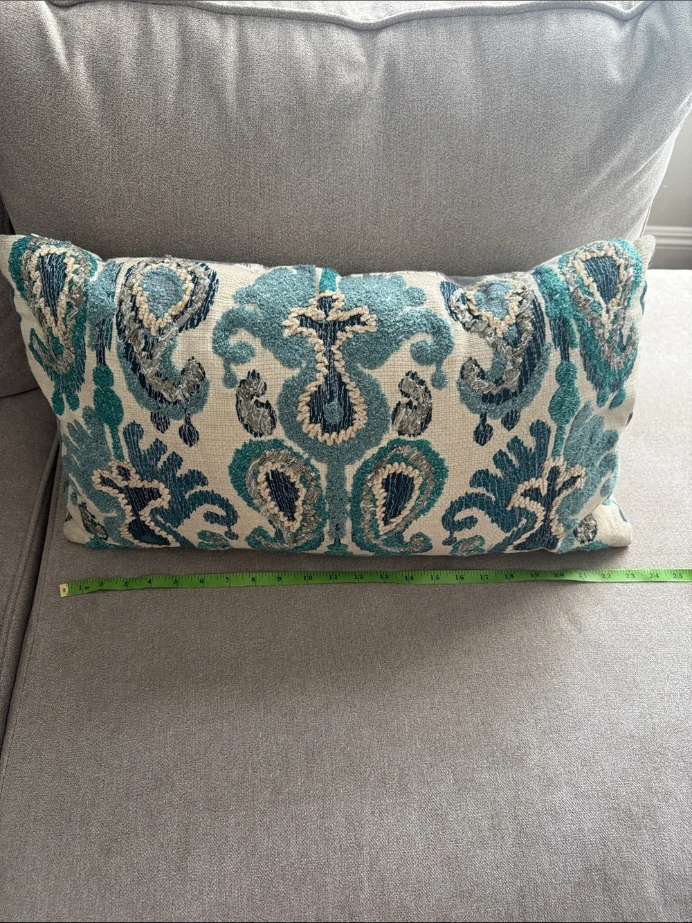 Teal and Cream Decorative Lumbar Pillow - Accent Cushion